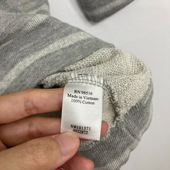 New Coldwater Creek size Large Gray Striped Sequins 3/4 Sleeve Stretch Knit Top - Picture 9 of 11